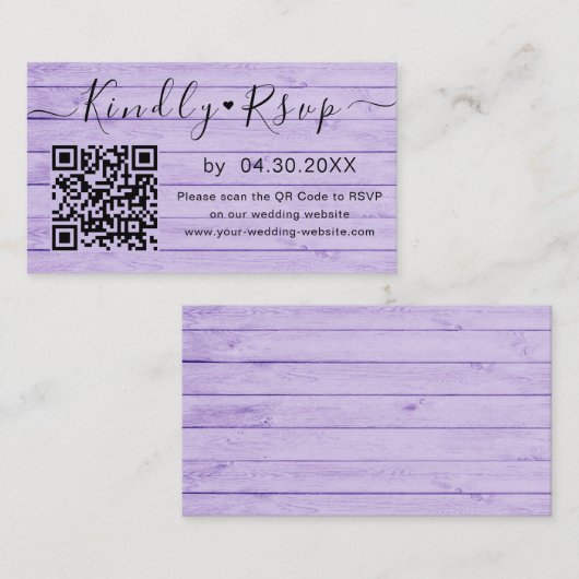 Elegant QR-code RSVP Chic Minimal Wedding Website Informatiekaartje (Voorkant / Achterkant)