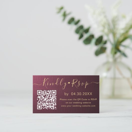Elegant QR-code RSVP Chic Minimal Wedding Website Informatiekaartje (Staand voorkant)