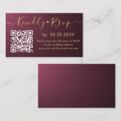 Elegant QR-code RSVP Chic Minimal Wedding Website Informatiekaartje (Voorkant / Achterkant)