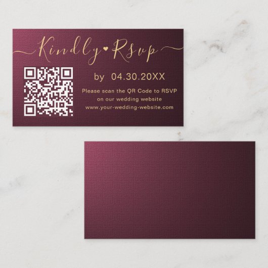 Elegant QR-code RSVP Chic Minimal Wedding Website Informatiekaartje (Voorkant / Achterkant)