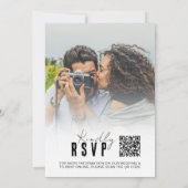 Elegant QR-code RSVP minimalistisch fotohuwelijk Kaart (Achterkant)