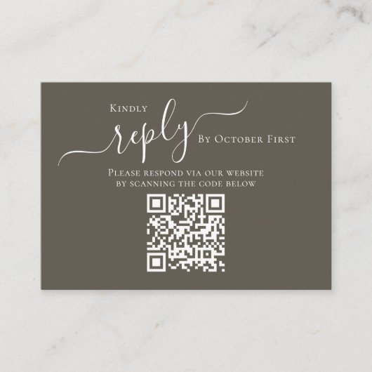 Elegant QR Code RSVP Online Kalligrafie Script Informatiekaartje (Voorkant)