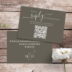 Elegant QR Code RSVP Online Kalligrafie Script Informatiekaartje