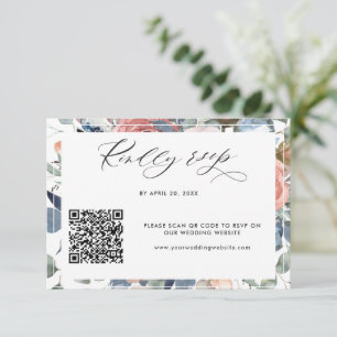 Elegant QR Code Rsvp Online Weddenschap Floral