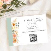 Elegant QR-code RSVP-peach en Sage Green Wedding Informatiekaartje