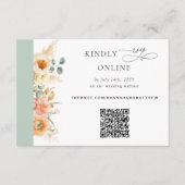 Elegant QR-code RSVP-peach en Sage Green Wedding Informatiekaartje (Voorkant)