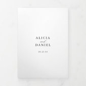 Elegant QR code RSVP photo white wedding Drieluik Uitnodiging (Cover)