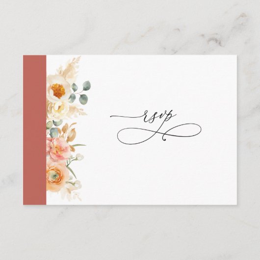 Elegant QR-code RSVP-pit en Rust Oranje bruiloft Informatiekaartje (Achterkant)