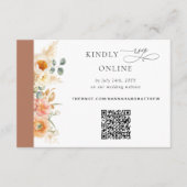 Elegant QR-code RSVP-pit en Terracotta Wedding Informatiekaartje (Voorkant)