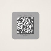 Elegant QR-code RSVP Weddenschap Website Vierkante Visitekaartjes (Achterkant)
