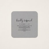 Elegant QR-code RSVP Weddenschap Website Vierkante Visitekaartjes (Voorkant)