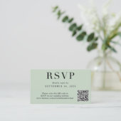 Elegant QR Code Sage Weddenschap RSVP Informatiekaartje (Staand voorkant)