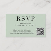 Elegant QR Code Sage Weddenschap RSVP Informatiekaartje (Voorkant)