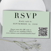 Elegant QR Code Sage Weddenschap RSVP Informatiekaartje