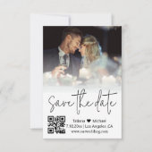 elegant qr code trendy handschrift koppel foto save the date (Voorkant)