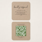 Elegant QR Code Weddenschap Website RSVP Card Vierkante Visitekaartjes (Voorkant /achterkant)