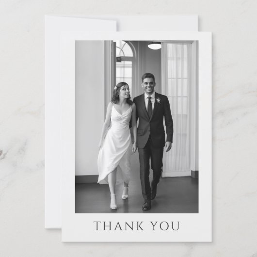 Elegant QR Code Wedding Photo Monogram Thank You Bedankkaart (Voorkant)