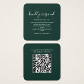 Elegant QR Code Wedding RSVP Card Vierkante Visitekaartjes (Voorkant /achterkant)