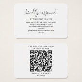 Elegant QR Code Wedding RSVP Enclosure Card Visitekaartje (Voorkant /achterkant)