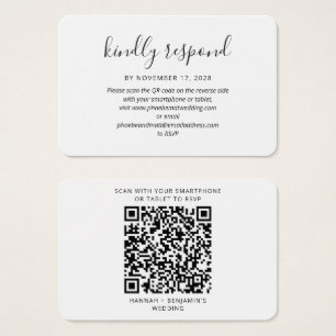 Elegant QR Code Wedding RSVP Enclosure Card Visitekaartje