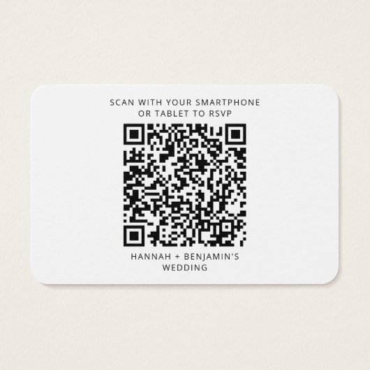 Elegant QR Code Wedding RSVP Enclosure Card Visitekaartje (Achterkant)