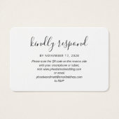 Elegant QR Code Wedding RSVP Enclosure Card Visitekaartje (Voorkant)