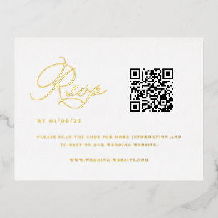 Elegant QR Code Wedding RSVP Folie Uitnodiging Briefkaart
