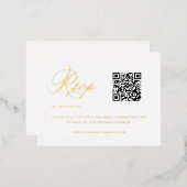 Elegant QR Code Wedding RSVP Folie Uitnodiging Briefkaart (Voorkant / Achterkant)