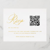 Elegant QR Code Wedding RSVP Folie Uitnodiging Briefkaart (Voorkant)