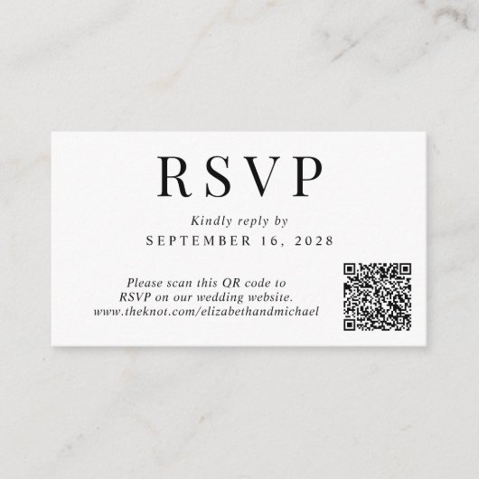 Elegant QR Code Wedding RSVP Informatiekaartje (Voorkant)