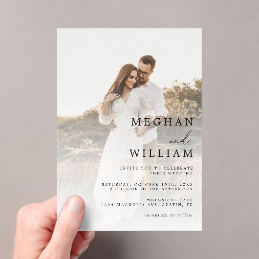 Elegant QR Code Weduwschap met foto's Acryl Uitnodigingen (Insitu (Draagbaar))