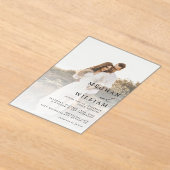 Elegant QR Code Weduwschap met foto's Acryl Uitnodigingen (Laagn)