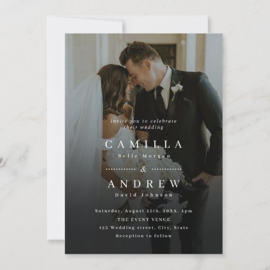 Elegant QR Code Weduwschap met foto's Kaart (Achterkant)