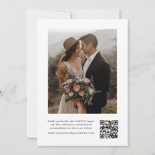 Elegant QR Code Weduwschap met foto's Kaart (Achterkant)