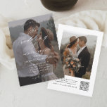 Elegant QR Code Weduwschap met foto's Kaart<br><div class="desc">Elegant QR de uitnodiging van het Bouw van de Foto van de Code die elegante details van de manuscriptkalligrafie en klassieke tekstbekleding op een portret verticale foto op de voorzijde bevat. De rug heeft een volledige aftapfoto en details RSVP. Klik uitgeven knoop om dit ontwerp aan te passen.</div>