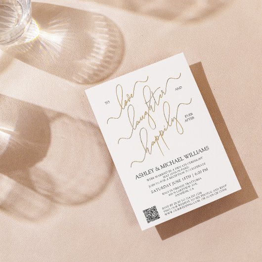 Elegant QR-codescript gelukkig ooit na feest Kaart