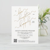 Elegant QR-codescript gelukkig ooit na feest Kaart (Staand voorkant)