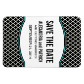 Elegant Quatrefoil bewaart de Datum Magnet, Aqua Magneet (Horizontaal)