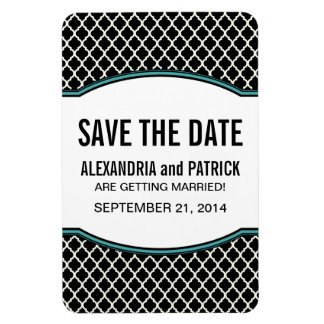 Elegant Quatrefoil bewaart de Datum Magnet, Aqua Magneet