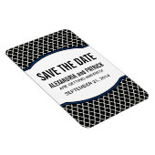 Elegant Quatrefoil bewaart de Datum Magnet, Blauw Magneet (Rechterzijde)