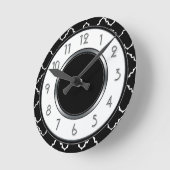 Elegant Quatrefoil Monogram - Zwart wit Ronde Klok (Hoek)