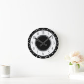 Elegant Quatrefoil Monogram - Zwart wit Ronde Klok (Huis)