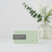 Elegant Quatrefoil Patroon in Chic Lime Green Visitekaartje (Staand voorkant)