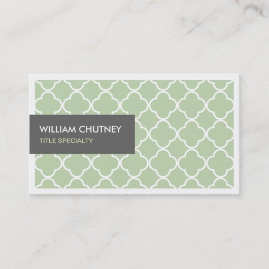 Elegant Quatrefoil Patroon in Chic Lime Green Visitekaartje (Voorkant)