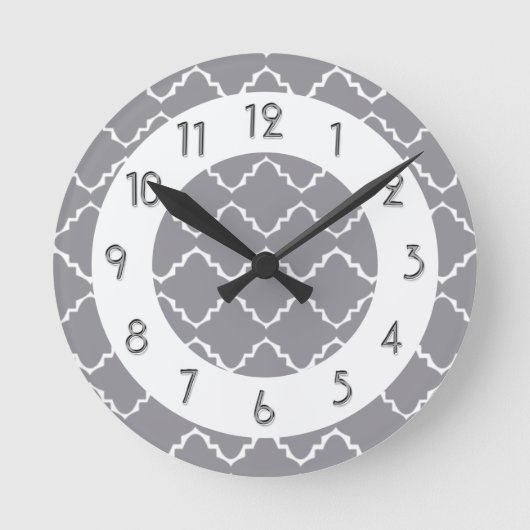 Elegant Quatrefoil Pattern - Grey White Ronde Klok (Voorkant)