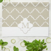 Elegant Quatrefoil Pattern - Latte White Theedoek (Gevouwen)