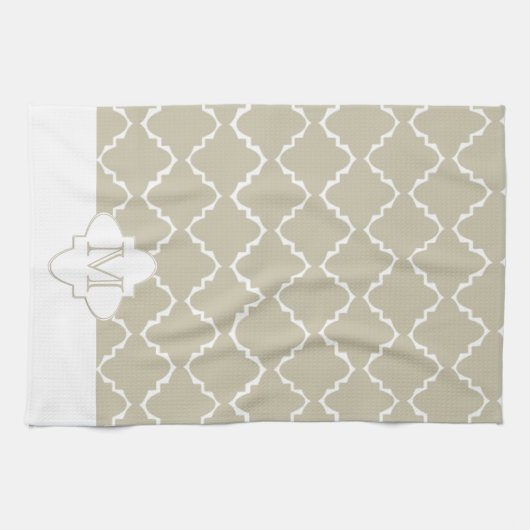 Elegant Quatrefoil Pattern - Latte White Theedoek (Horizontaal)