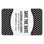 Elegant Quatrefoil Save the Date Magnet, Paars Magneet (Horizontaal)
