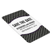 Elegant Quatrefoil Save the Date Magnet, Paars Magneet (Rechterzijde)