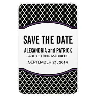 Elegant Quatrefoil Save the Date Magnet, Paars Magneet